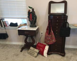 Antique Mahogany End Table with Marple Top