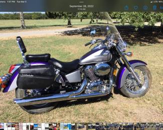 2002 Honda Shadow 750, “American Classic” with only 3,559. miles. Extras include Hardshell Saddlebags and large Windshield.  Garage kept and well maintained. VERY CLEAN