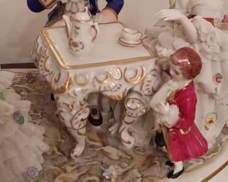 LARGE Dresden Germany Volkstedt Lace  Figural Group