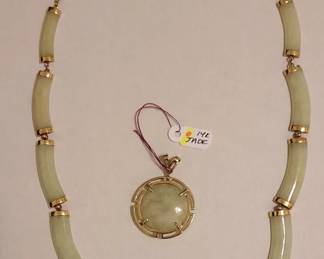 14K Jade Necklace & Pendant