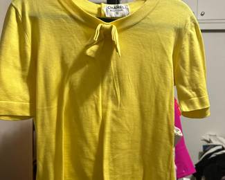 Chanel Yellow Bow Cotton Sweater