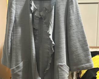 Chanel Baby Blue Ruffle Trim Long Jacket