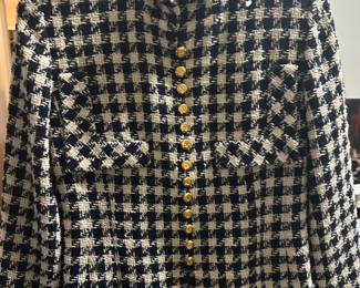 Chanel Houndstooth Boucle Jacket (lininig torn and faded)