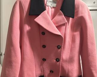 Chanel Pink Black Wool Jacket ( stains/fading)