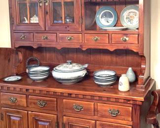 Signed John Dunlap Studio Pottery- Tureen with Ladle & 8 Bowls; Spoon Rest