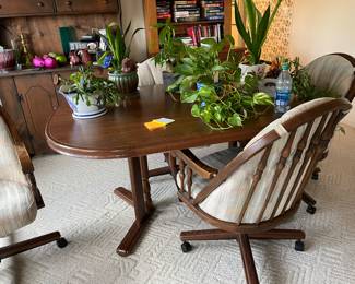 dining table, 4 chairs, 1 leaf