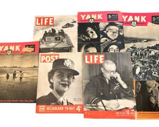 Collection WWII Era 1944, 1945 Life, Yank, Post Magazines