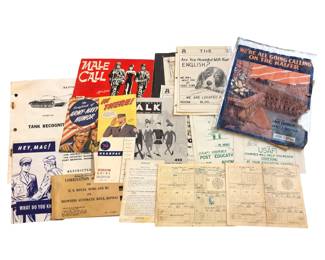 Collection American WWII USAFI Posters, Sheet Music, Rifle Scorecards, Comics