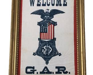 Misprinted Framed Grand Army of The Republic Welcome Banner