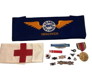 Collection WWII Mostly Sterling American Pins & Armbands