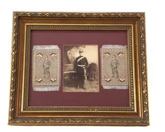 WWI Imperial German Artillery Soldier Photograph, Silk Cigarette Cards