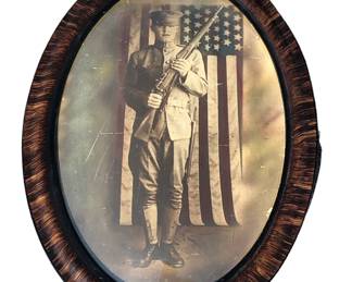 Pre-WWI Army Recruit Photograph in Convex Fram