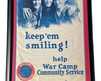 M LEONE BRACKER WW1 "KEEP EM SMILING" Poster