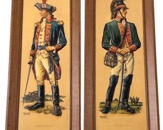 FREDERICK ELMIGER Revolutionary War Print Reliefs, Pair
