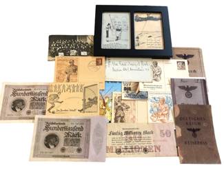 WWI German Nazi Postcards, Currency, Propaganda