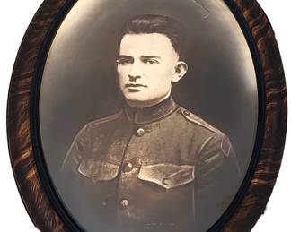 WWI Army Private Photograph in Convex Frame