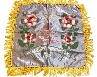 WWII Hand Painted Souvenir "Mother O' Mine" Silk Pillowcase