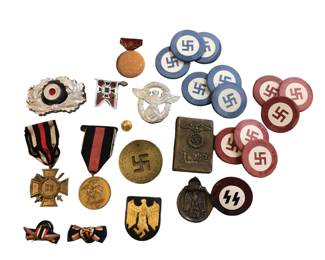 Collection Assorted WWI, WWII German Tinnies, Pins, Medals