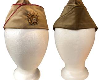Two WWII U.S. Overseas Caps, Tan