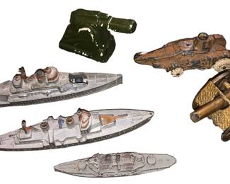 Collection WWI Era Toys, Tanks, Cannons, Ships