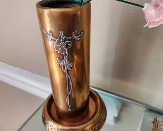Antique Heintz Sterling on Bronze Vase