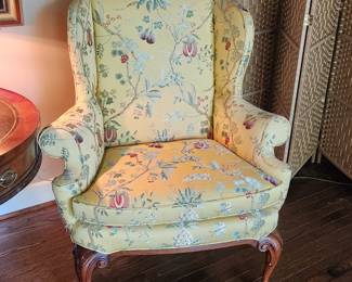 Botanical Upholstered Wing Back Chair (pair available)