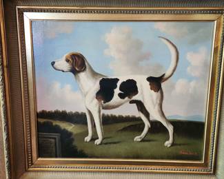 Richard Hines, oil on canvas, sporting dog, signed