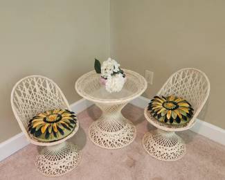 Vintage Childs Wicker Table and Chairs