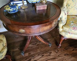 Hekman Furniture Company  Leather Top Accent Table