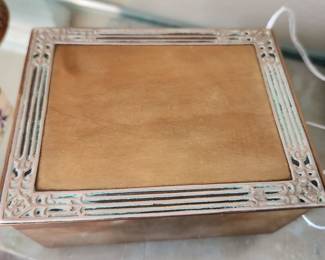 Antique Heintz Sterling on Bronze Hinged Box, Wood Lined