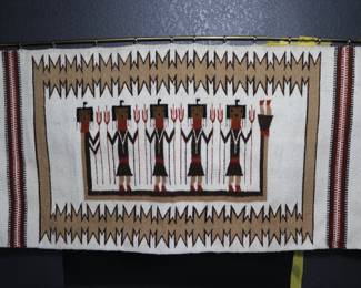 Vintage Navajo Yei Bi Chei Handwoven Wool Rug, Early 20th Century