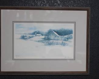 "Down The Road" By J. Hunter - Limited Edition Winter Landscape Watercolor Print 68/650