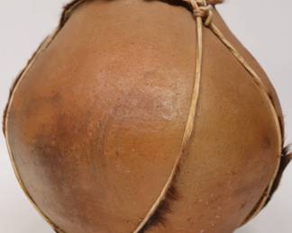 Handcrafted Tarahumara Pot With Natural Rawhide Sinew - Authentic Rustic Clay Pottery