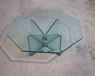  Vintage 1970s Leon Rosen For Pace Collection Octagonal Glass Coffee Table
