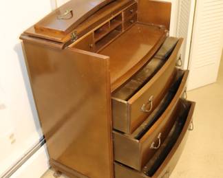 Mid-Century Vintage Mahogany Secretary Desk With Dovetail Joints
