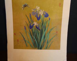David Z. Wang  'Purple Iris & Butterfly' Floral Print, 18x24