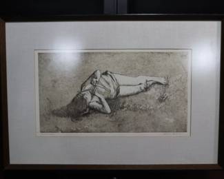 Beatrice Berlin 1963 - "Repose" Etching - Vintage Artistic Expression