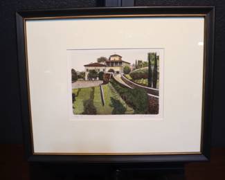 Charming Vintage Limited Edition Tuscan Landscape Print  Idyllic Italian Villa, Signed And Numbered, Framed