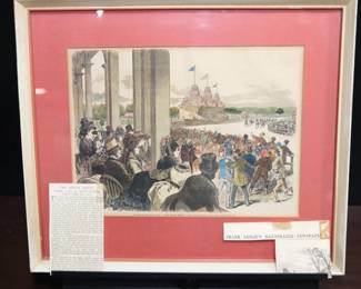  Framed 19th Century "The Jersey Derby" At Monmouth Park Print By Frank Leslie's Illustrated Newspaper