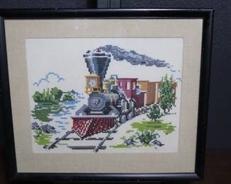 Classic Railroad Charm: 1950s McCall's 1683 Cross Stitch Train Artwork