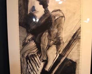 Abstract Figurative Charcoal Study - Signed Original Artwork 1977