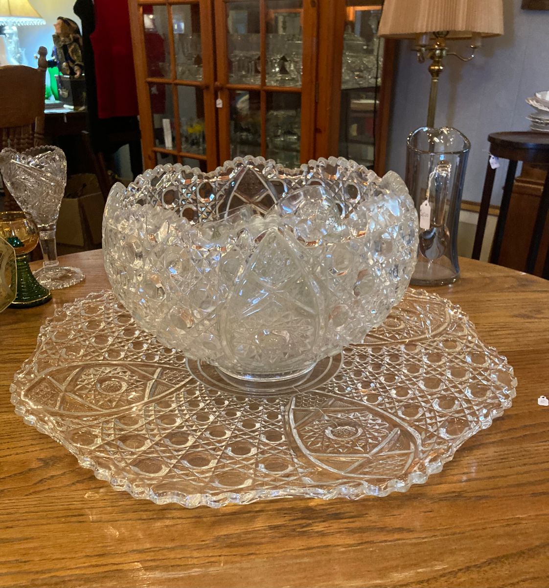 Beautiful punch bowl, underplate and cups