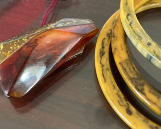 Bakelite Clip and Bangle Bracelets