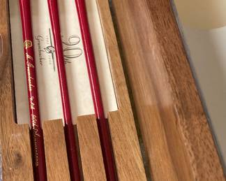 90th anniversary Grumbacher brushes in wooden display case