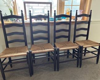 Set of 4 Ladder back chairs with rush seats