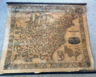1846 Ensign and Thayer Wall Map of the United States - this is a silent bid item, the highest bidder will be contacted at the close of the sale.