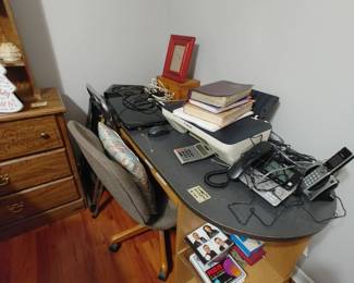 Computer desk with storage and chair.