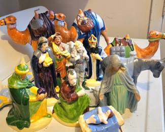 large nativity scene with stable 