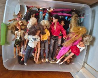 lots of individual Barbies, Ken's and more