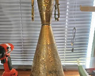 lots of brass, this one a large vase